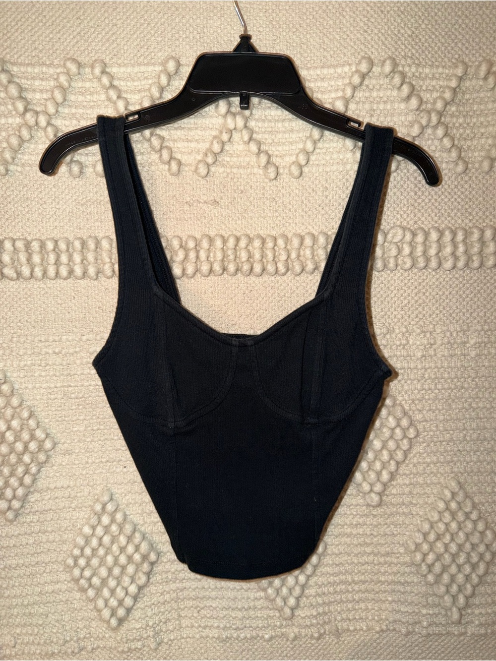 aerie Black Ribbed Bustier Tank Top